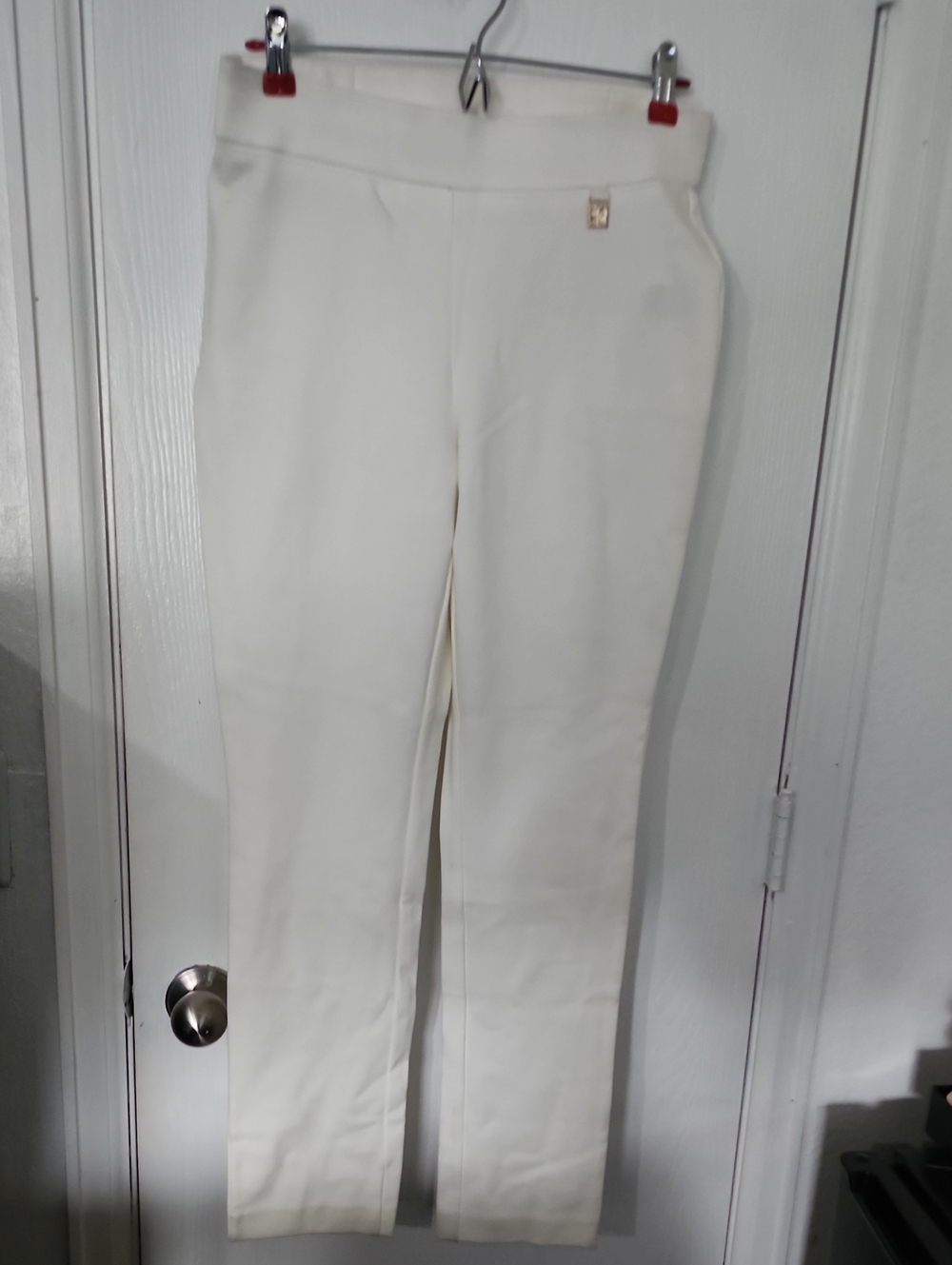 Rafaella Cream Ponte Straight-Leg Trousers